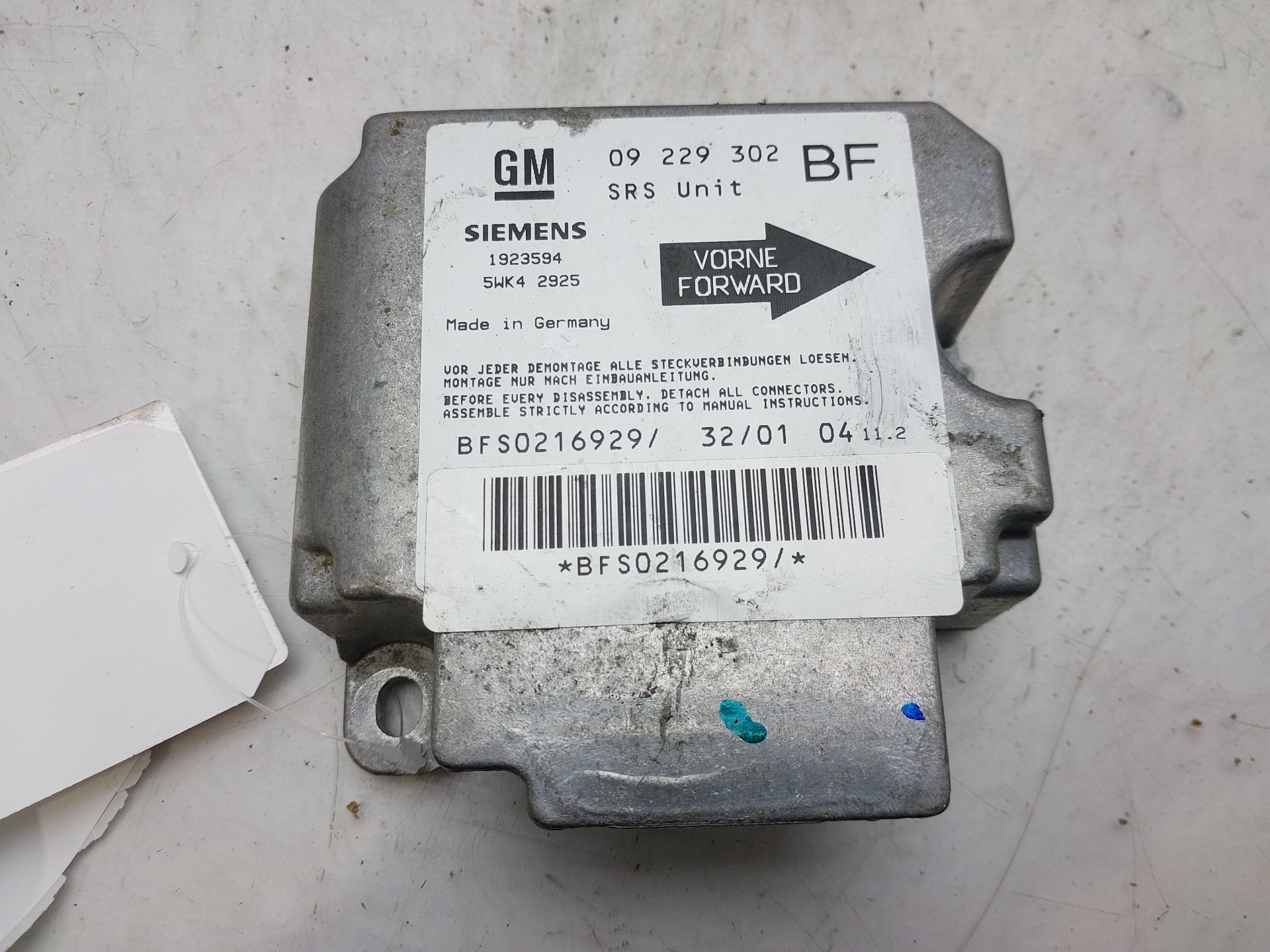 OPEL Astra H (2004-2014) Блок SRS 09229302 24071165