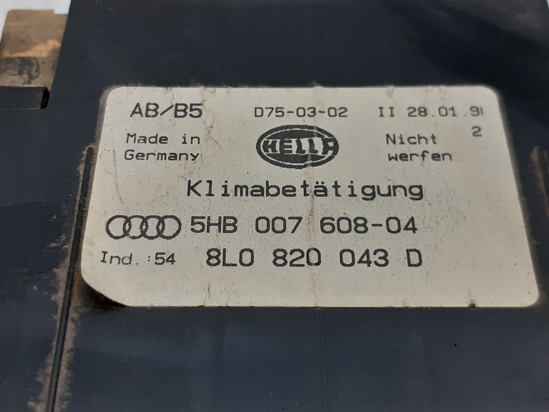 AUDI A3 8L (1996-2003) Climate  Control Unit 8L0820043D 22014551