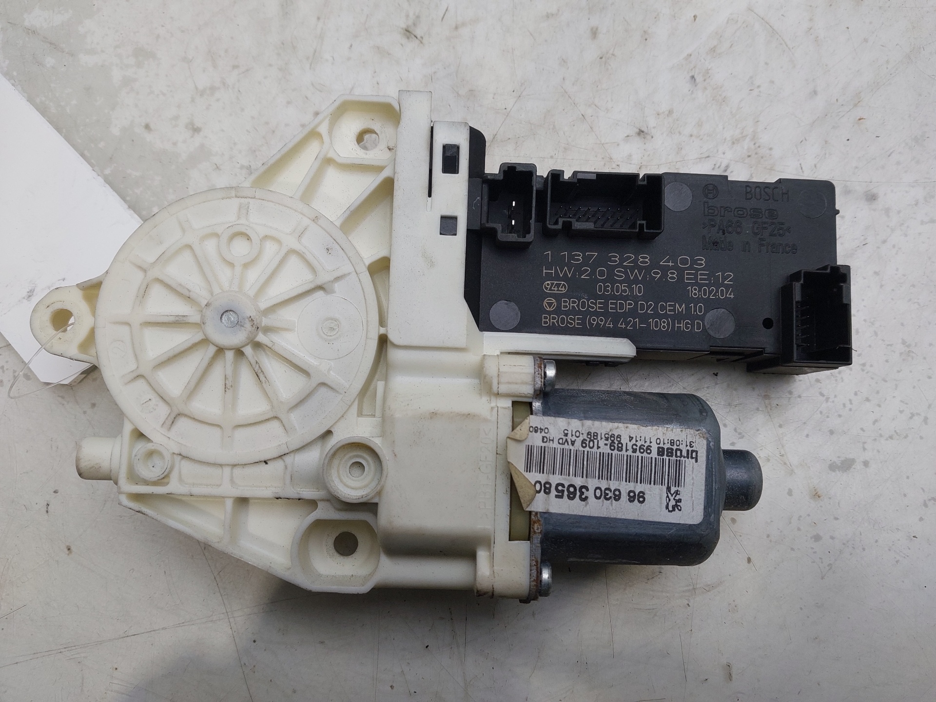 TOYOTA 407 1 generation (2004-2010) Front Right Door Window Control Motor 9663036580 25059552