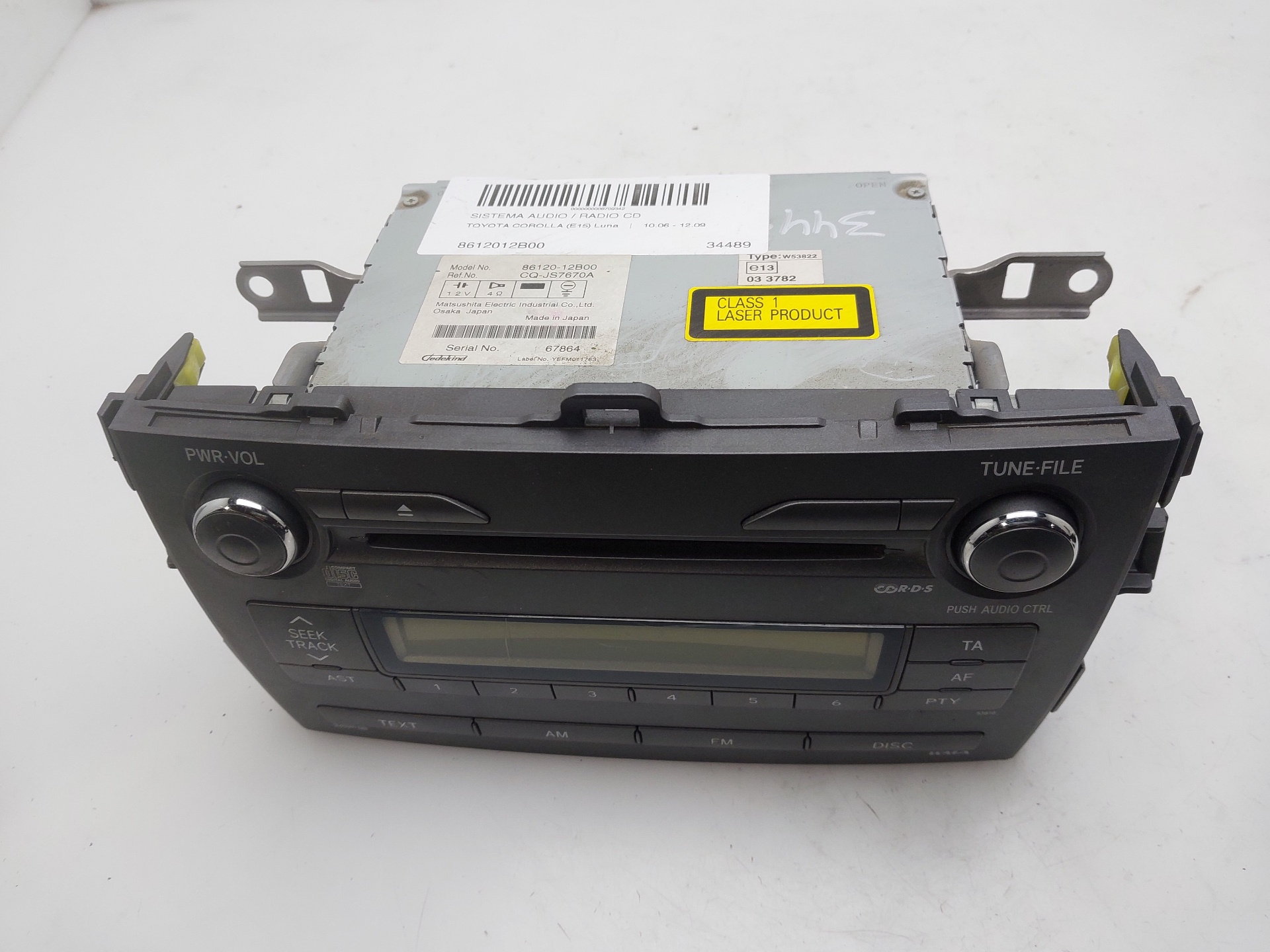 TOYOTA Corolla 10 generation E140/E150 (2006-2013) Zenelejátszó GPS nélkül 8612012B00 24759284