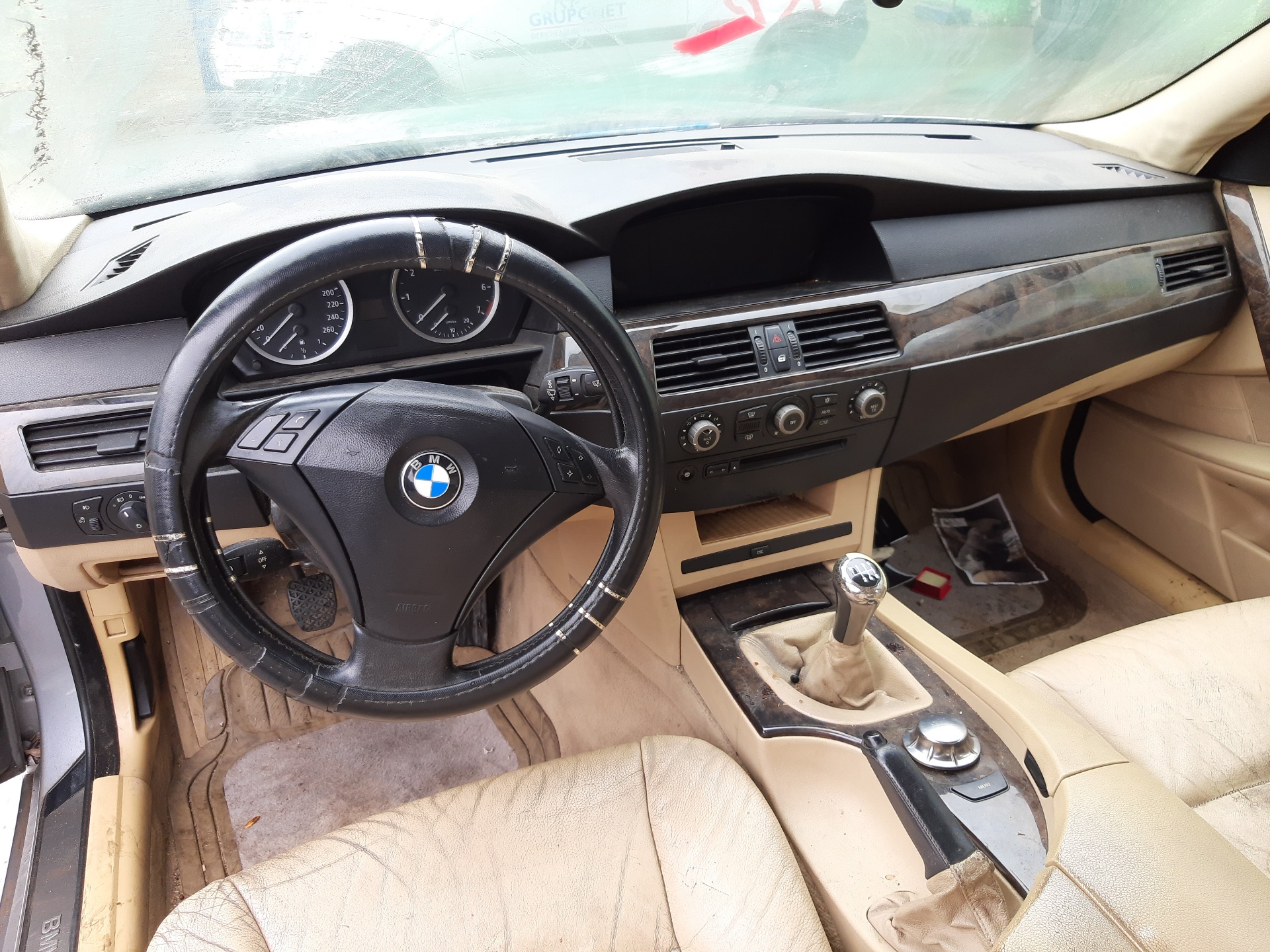 BMW 5 Series E60/E61 (2003-2010) Galinių kairių durų stiklo pakelėjas 7034387S 22476307