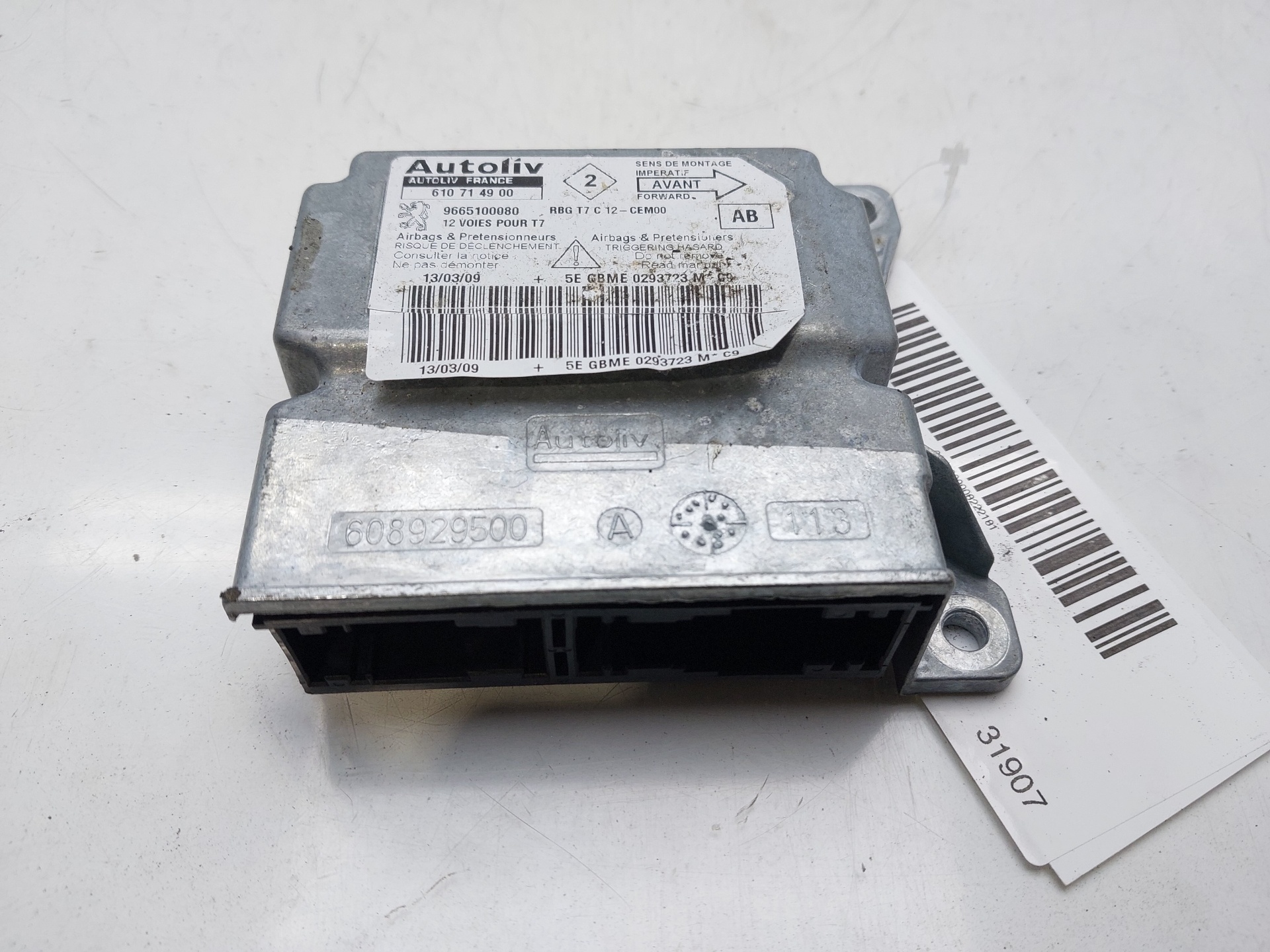 PEUGEOT 308 T7 (2007-2015) SRS Control Unit 9665100080 20412399