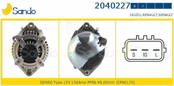 RENAULT Vel Satis 1 generation (2002-2009) Генератор 8973089961 24078677