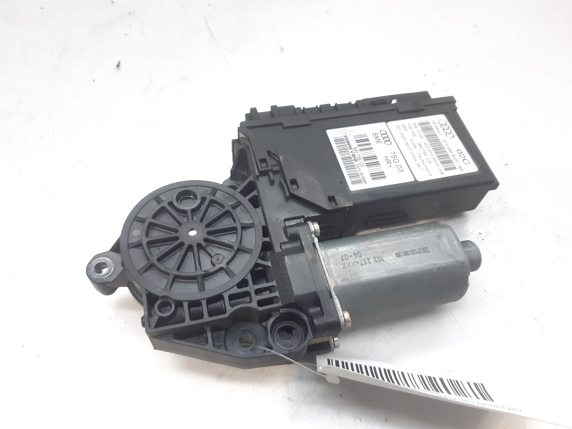 VAUXHALL A8 D3/4E (2002-2010) Moteur de commande de vitre de porte arrière droite 4E0959802C 24930117