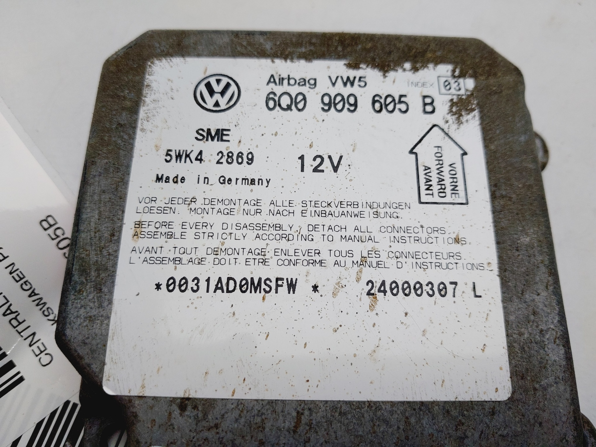 VOLKSWAGEN Passat B5 (1996-2005) Unitate de control SRS 6Q0909605B 25224052