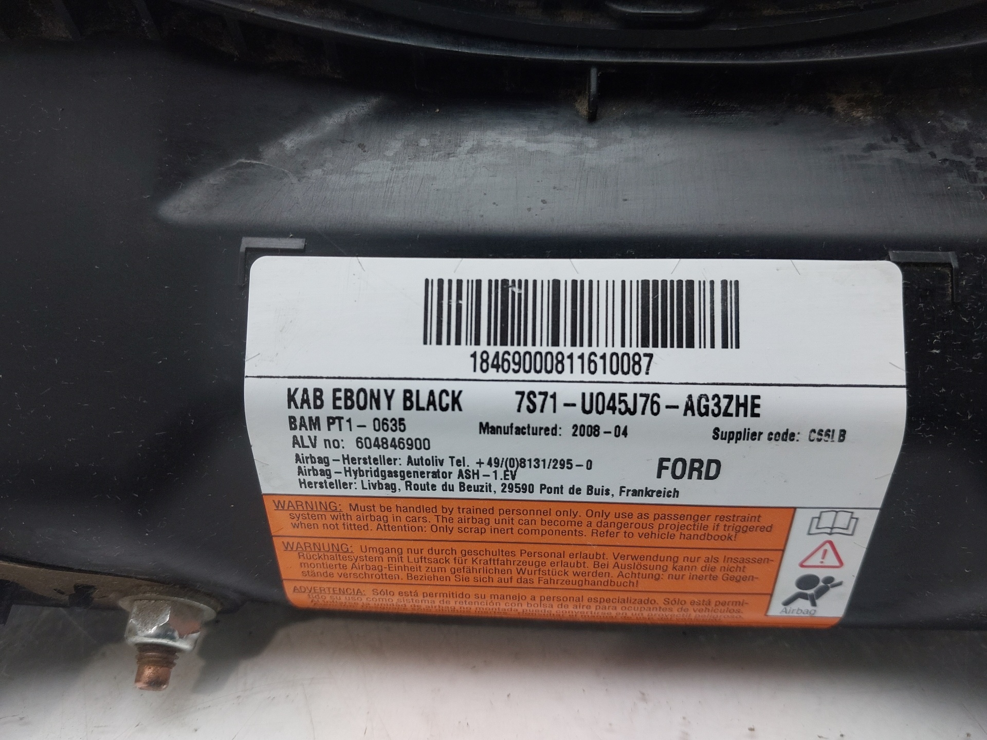 FORD Mondeo 4 generation (2007-2015) Knee SRS Airbag 7S71U045J76 22958254