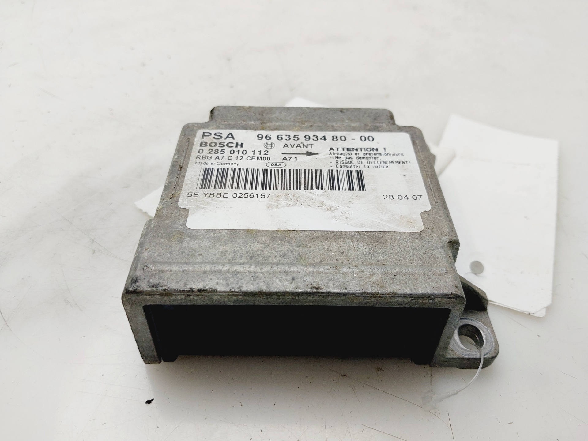 PEUGEOT 207 1 generation (2006-2009) SRS Control Unit 9663593480 27319550