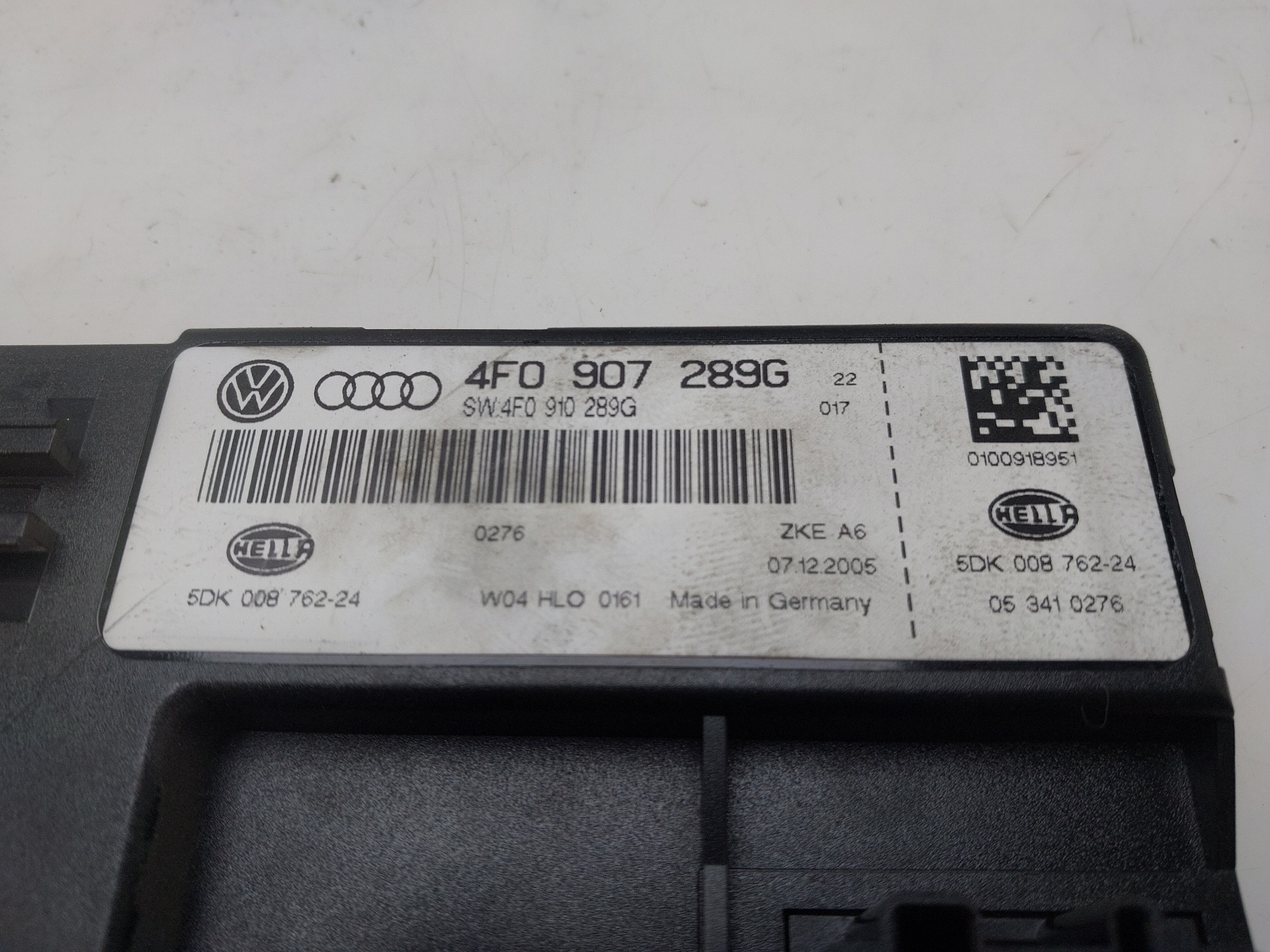 AUDI A6 C6/4F (2004-2011) Autres unités de contrôle 4F0907289G 24449797