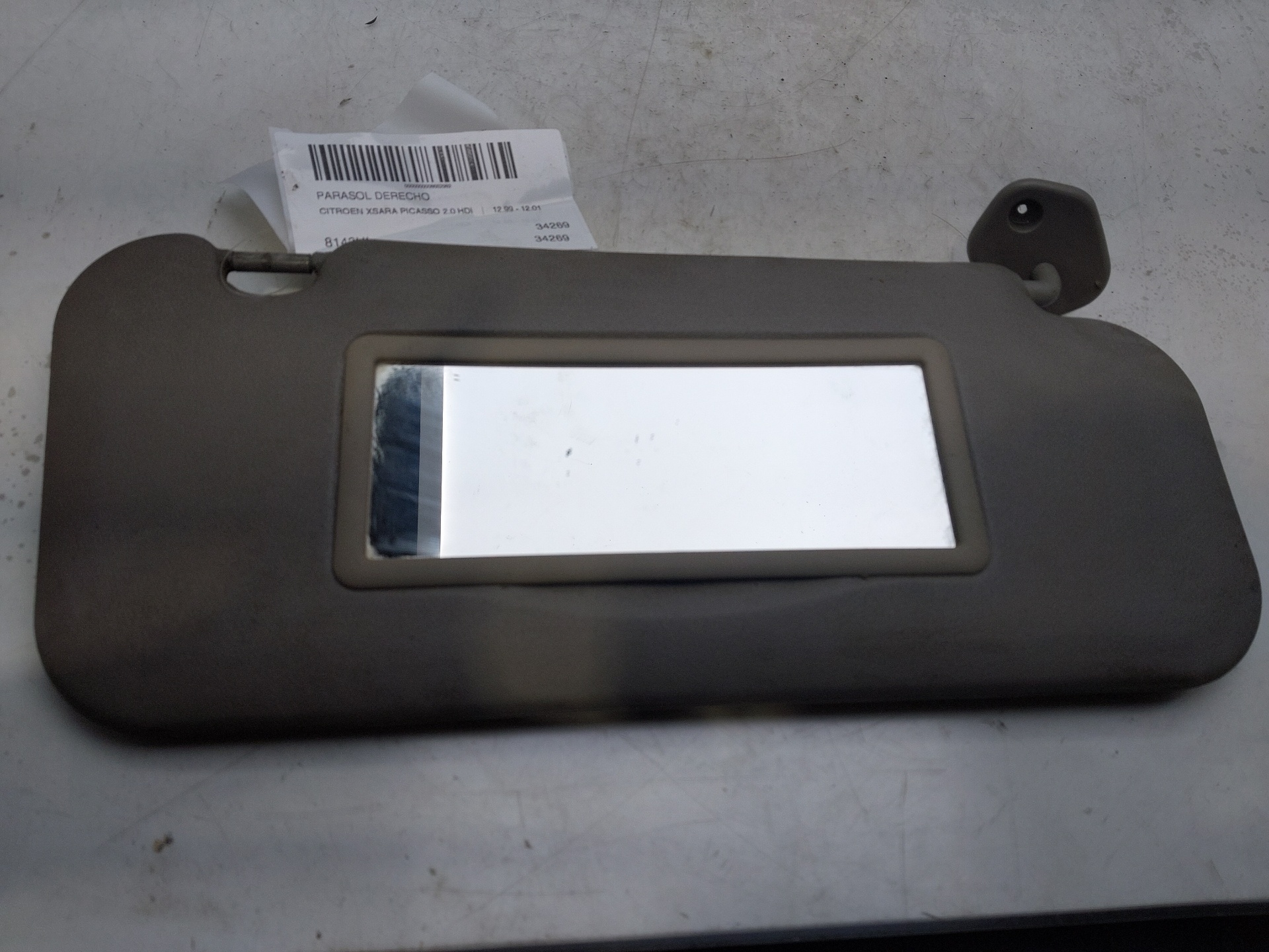 FIAT Xsara Picasso 1 generation (1999-2010) Right Side Sun Visor 8143HL 24401020