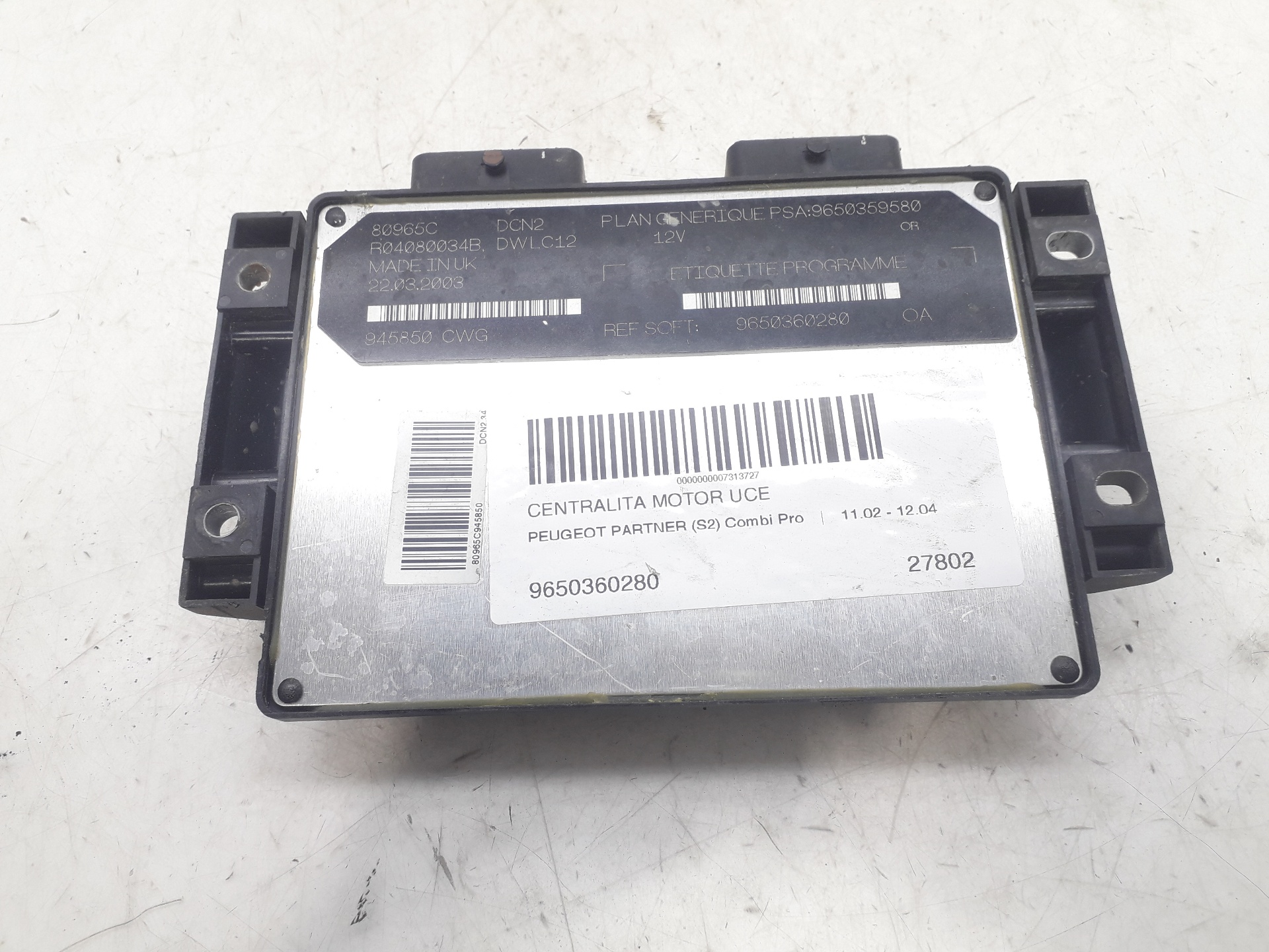 PEUGEOT Partner 1 generation (1996-2012) Блок за управление на двигателя ECU 9650360280 22421549