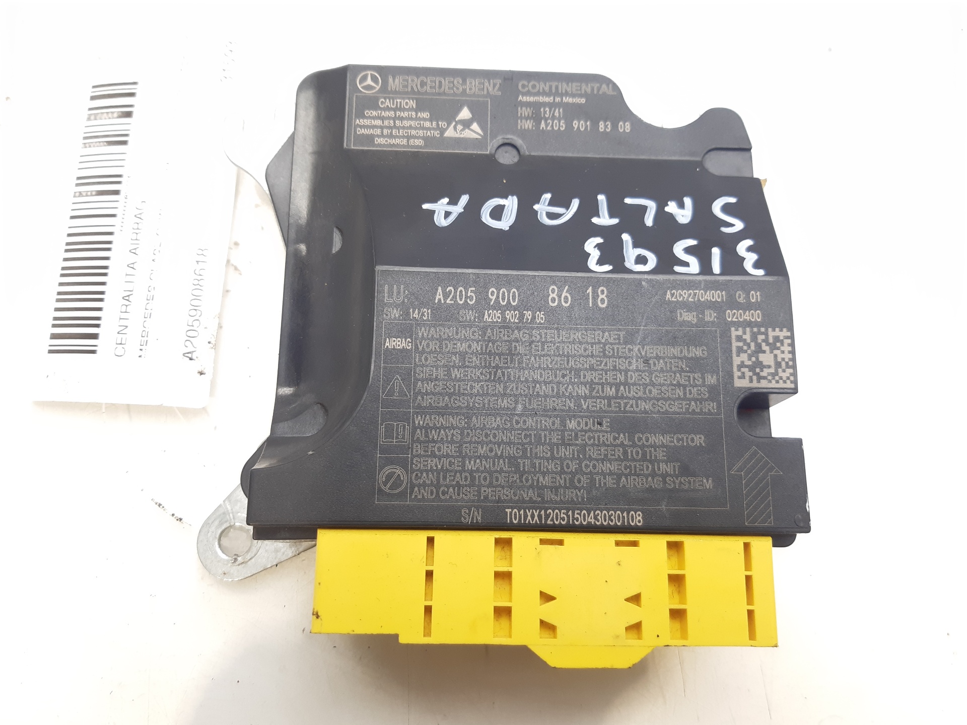 MERCEDES-BENZ C-Class W205/S205/C205 (2014-2023) SRS Control Unit A2059008618 24259080