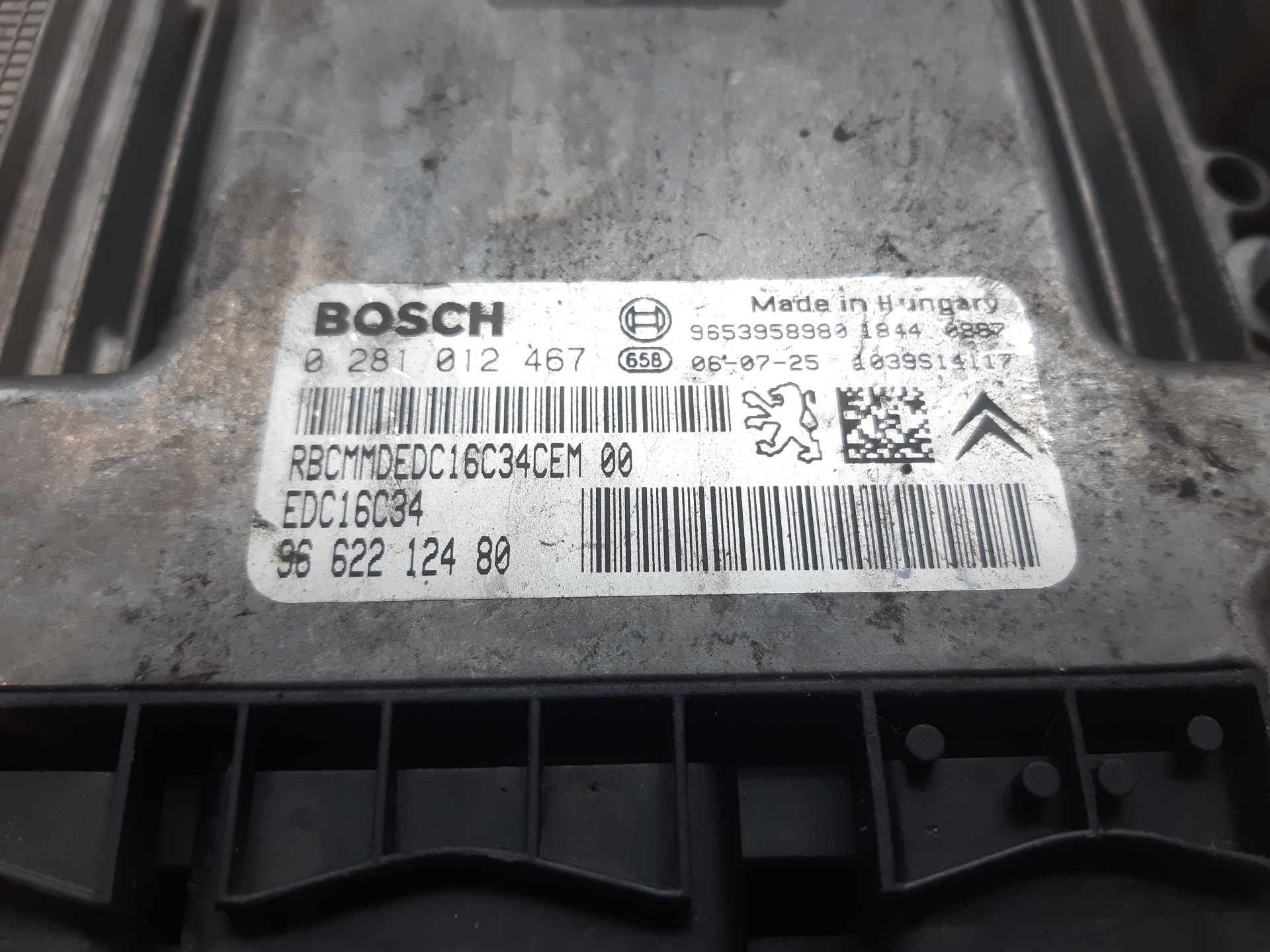 PEUGEOT 207 1 generation (2006-2009) Motorkontrollenhet ECU 9662212480 22421530