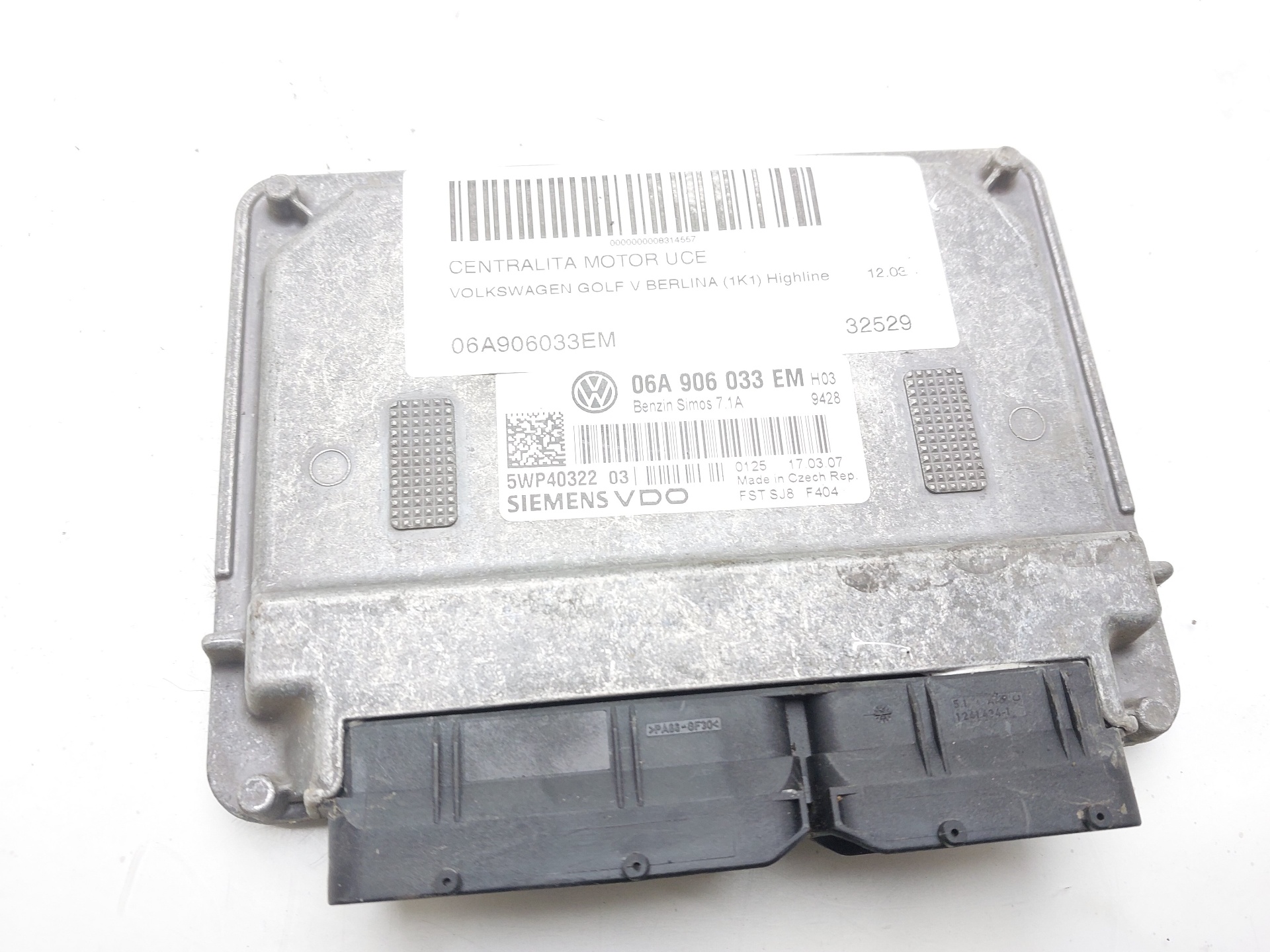 VOLKSWAGEN Golf 5 generation (2003-2009) Motorkontrolenhed ECU 06A906033EM 22560123