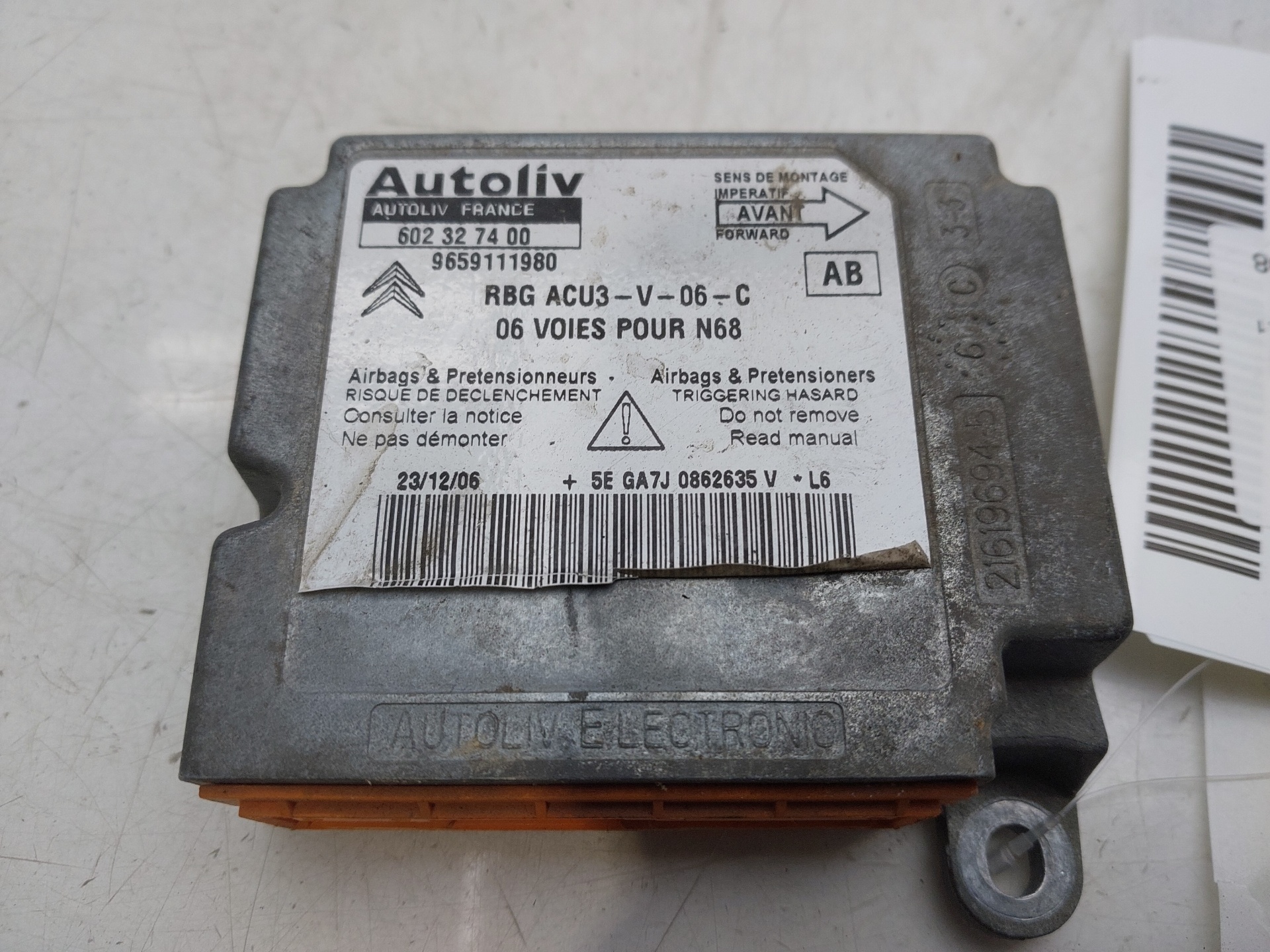 CITROËN Xsara Picasso 1 generation (1999-2010) SRS Control Unit 9659111980 23669093