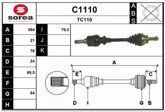 CITROËN C15 Полуось передний левый 213.C1110 27354018