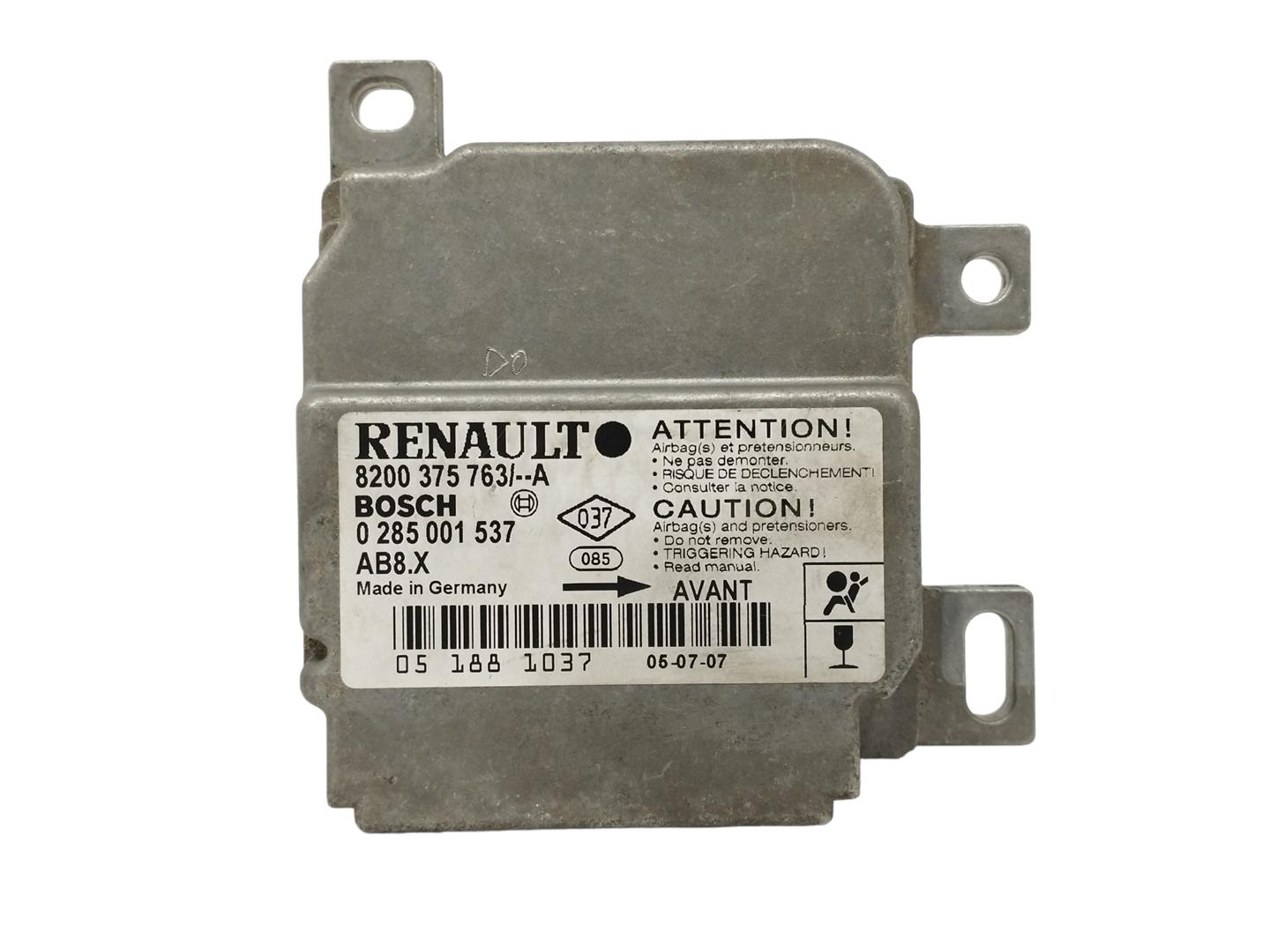 RENAULT Clio 3 generation (2005-2012) SRS Control Unit 8200375763, 0285001537 22785338