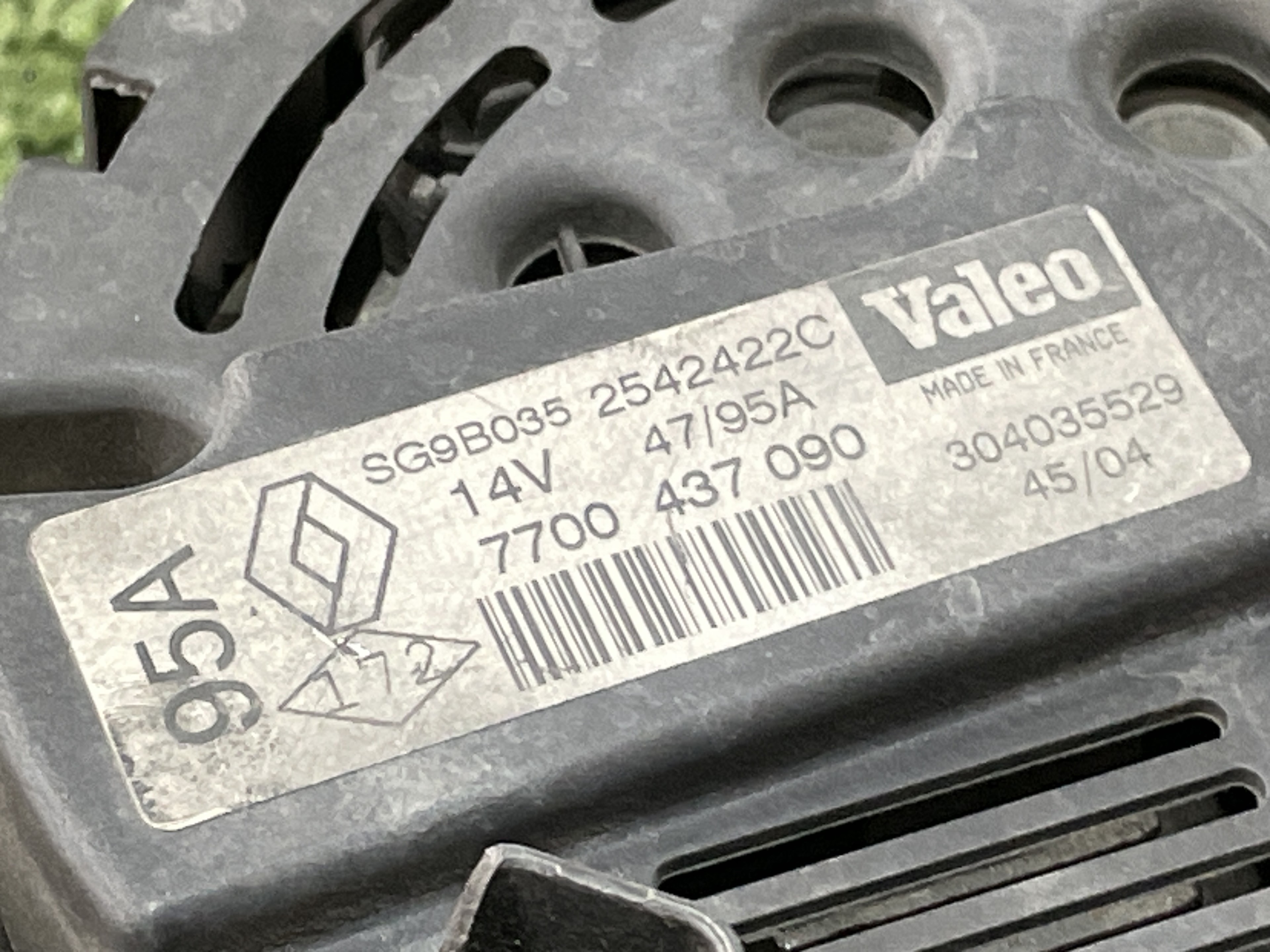 RENAULT Clio 2 generation (1998-2013) Генератор SG9B035, VALEO, 7700437090 21585168