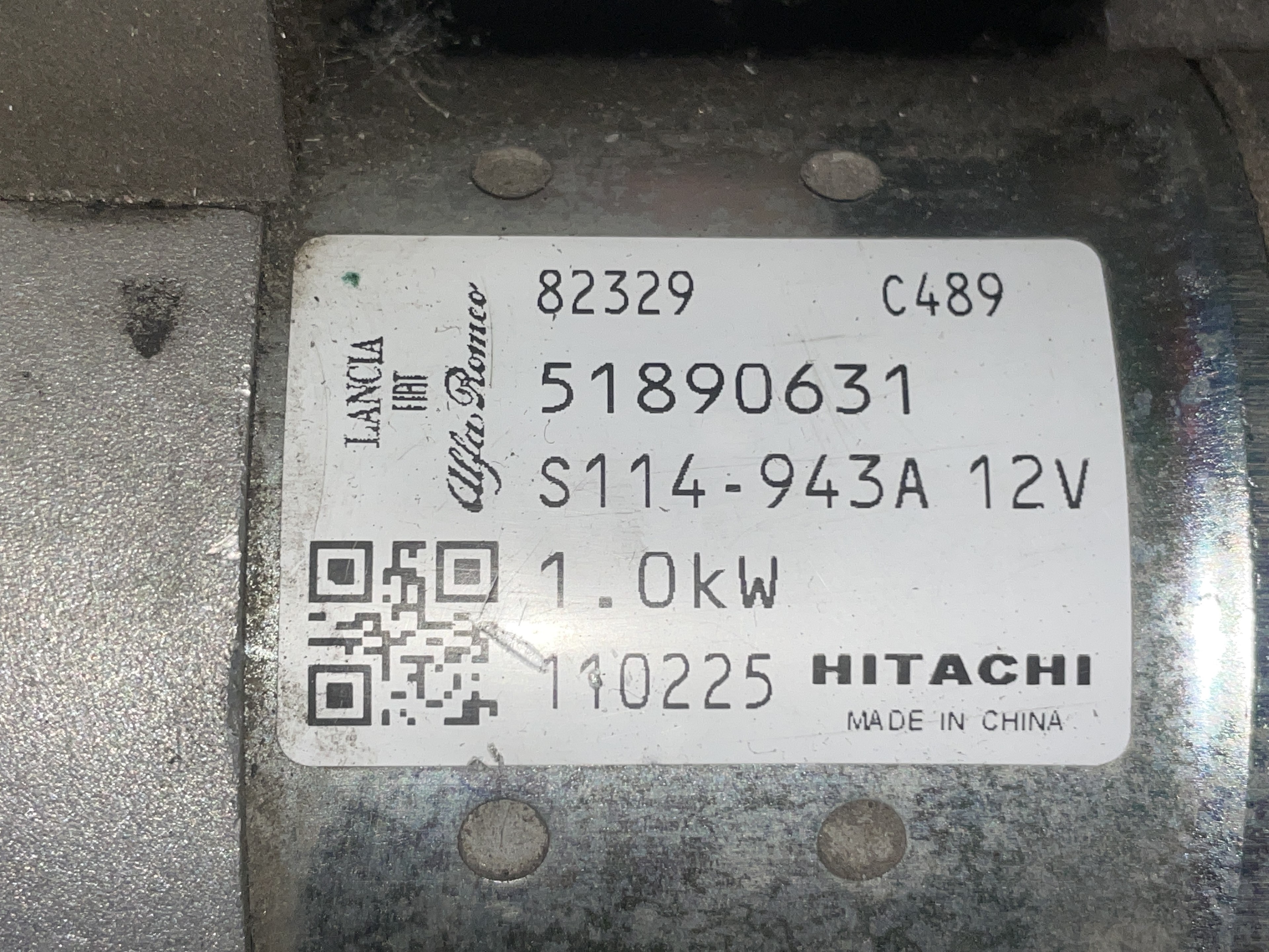 FIAT Starter Motor 51890631, HITACHI, S114-943A 23549467