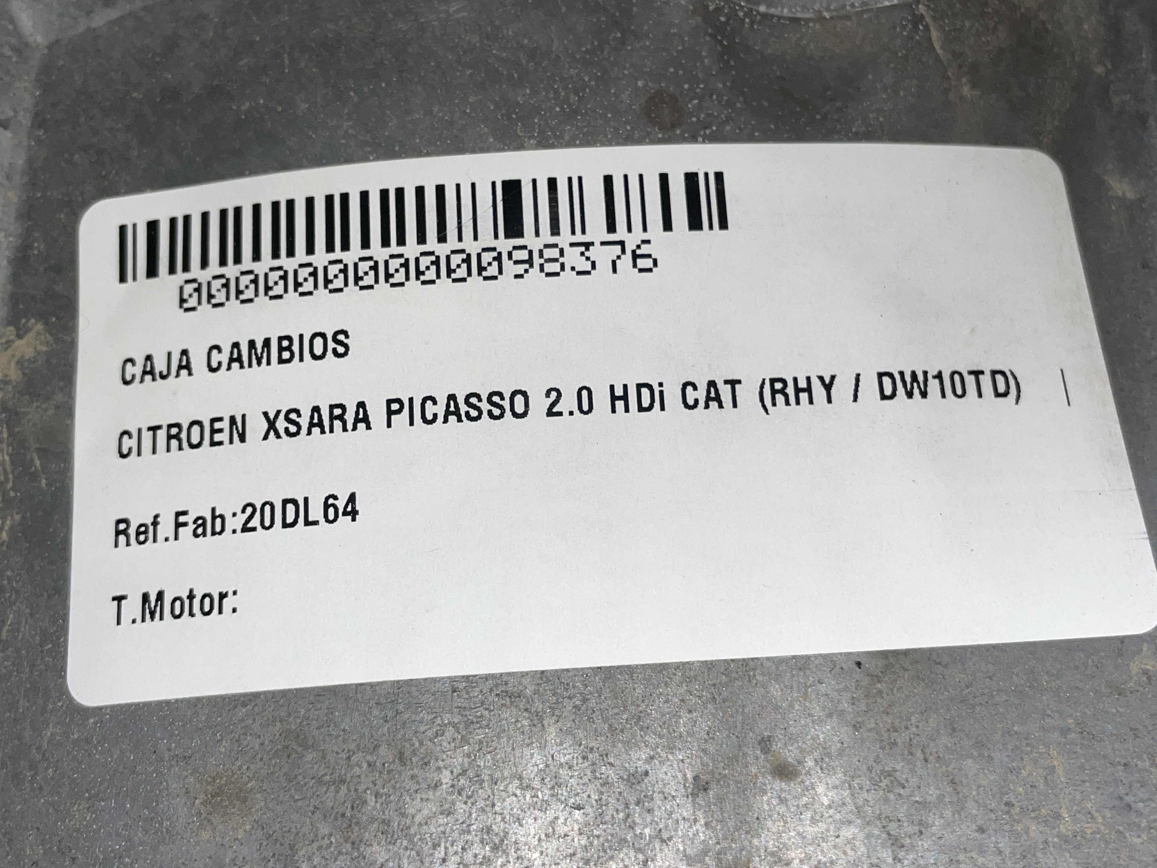 CITROËN Xsara Picasso 1 generation (1999-2010) Коробка передач 20DL64 19988571