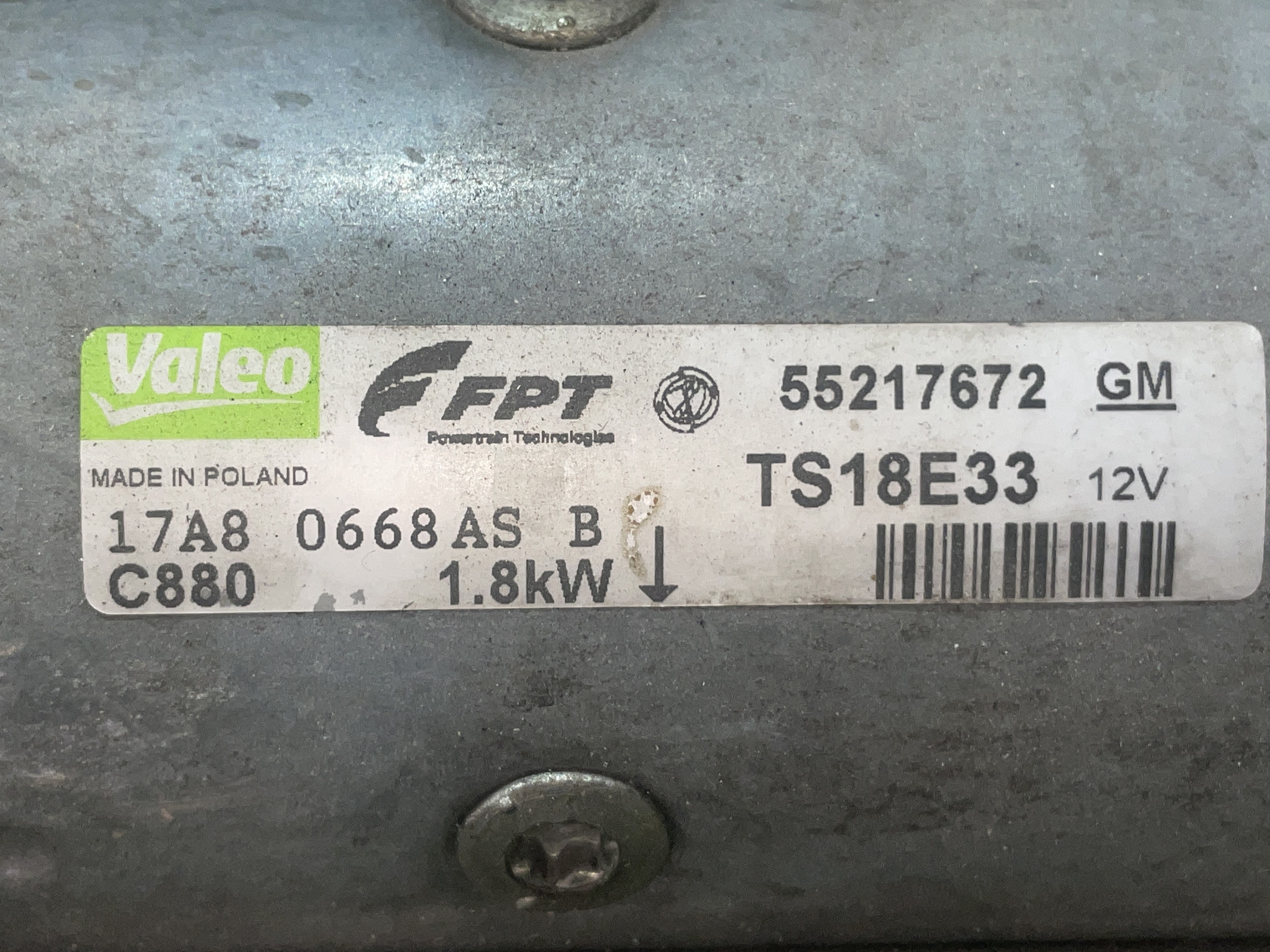 OPEL Astra J (2009-2020) Starter Motor TS18E33, VALEO, 55217672 20363706