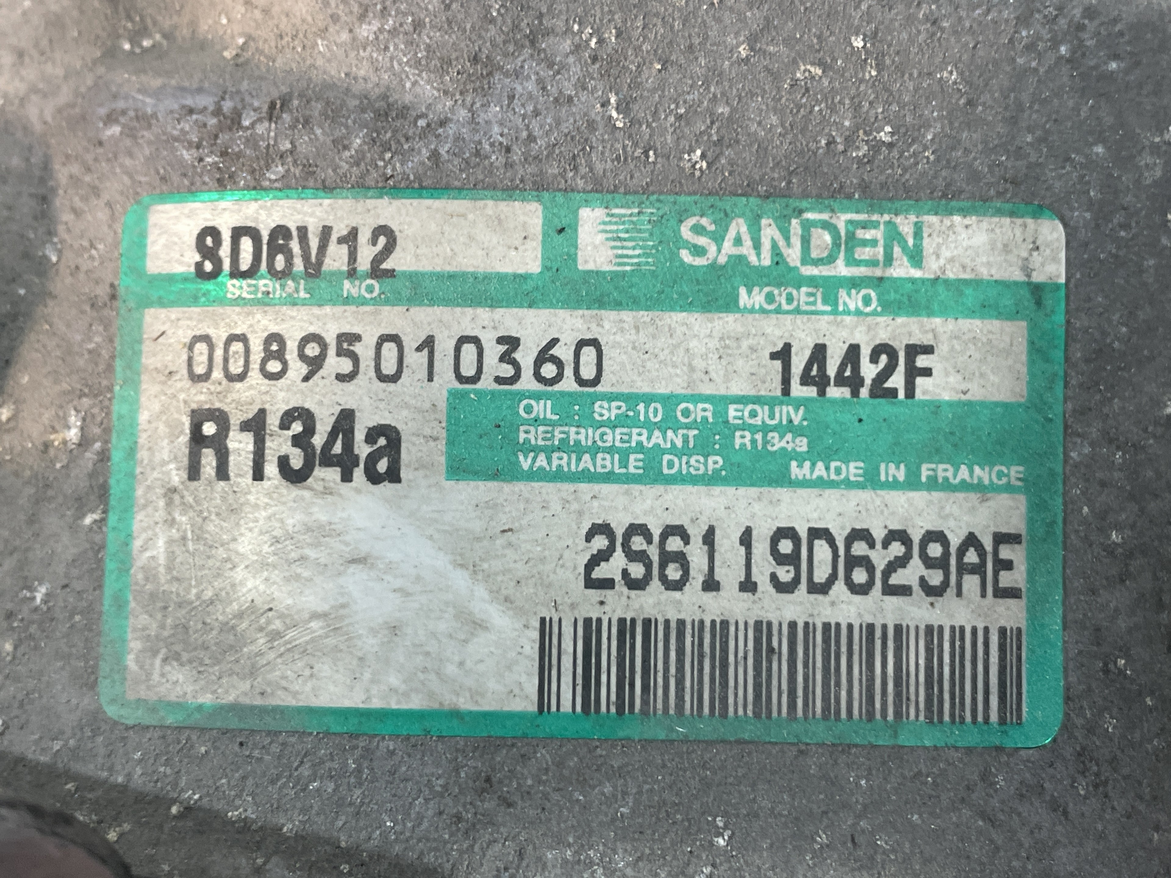 FORD Fusion 1 generation (2002-2012) Air Condition Pump 2S6119D629AE, SANDEN, 1442F 23845300