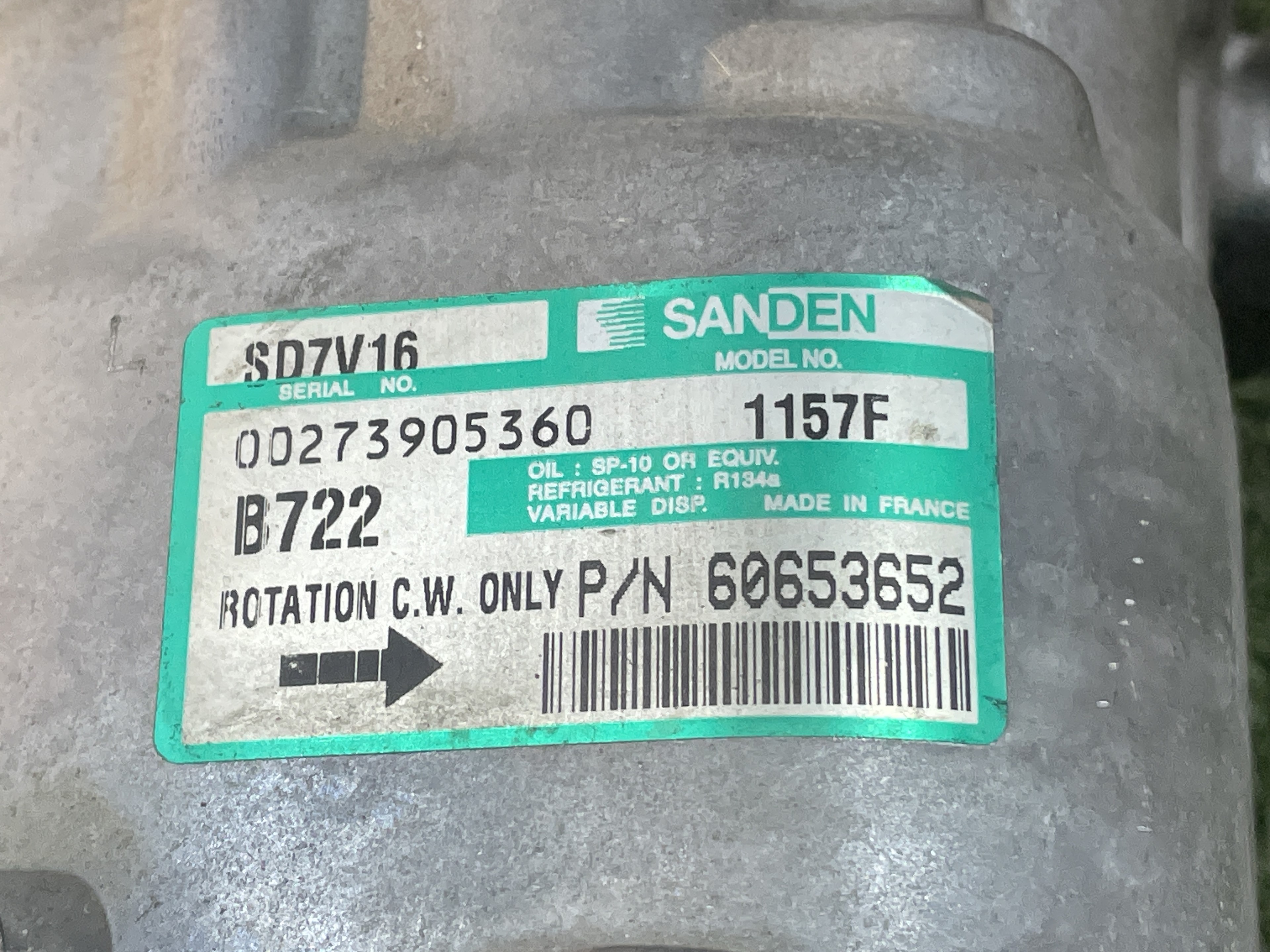 ALFA ROMEO 147 2 generation (2004-2010) Air Condition Pump 60653652, SANDEN, 1157F 23845327