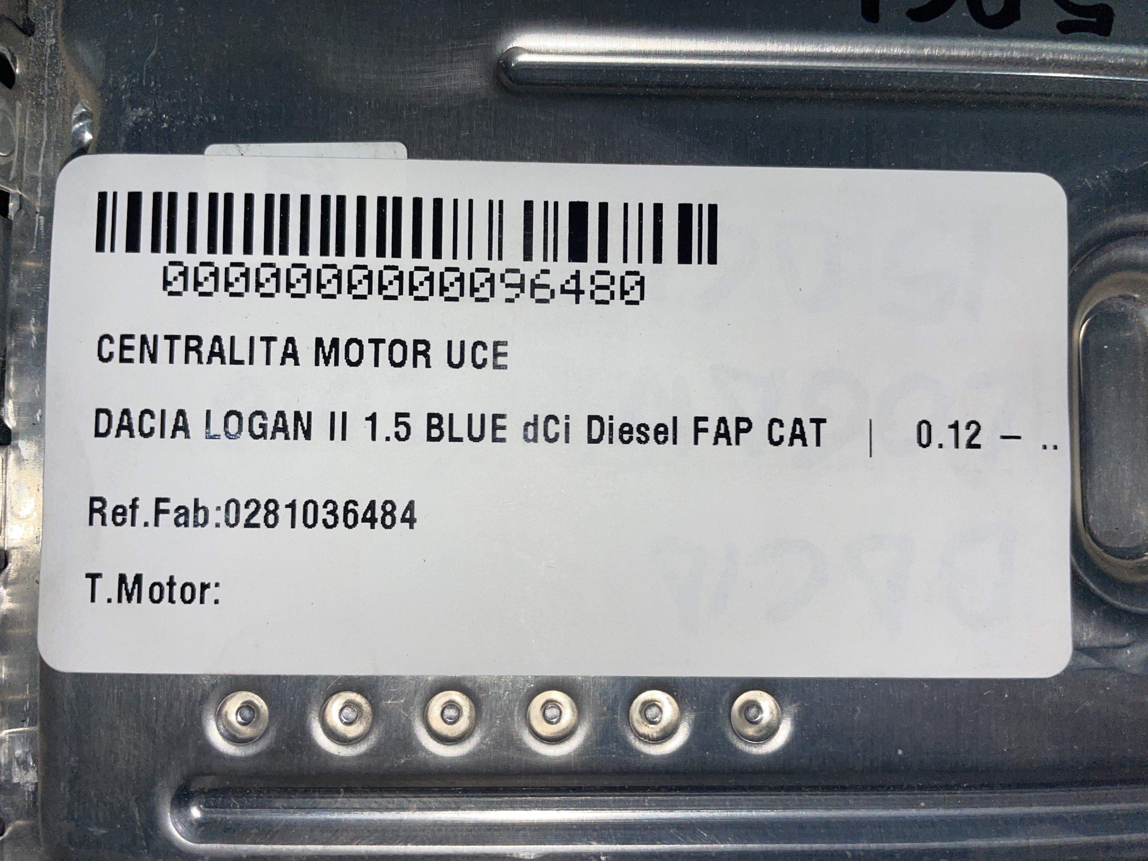 DACIA Logan 1 generation (2004-2012) Moottorin ohjausyksikkö ECU 0281036484,0281036484 25942610