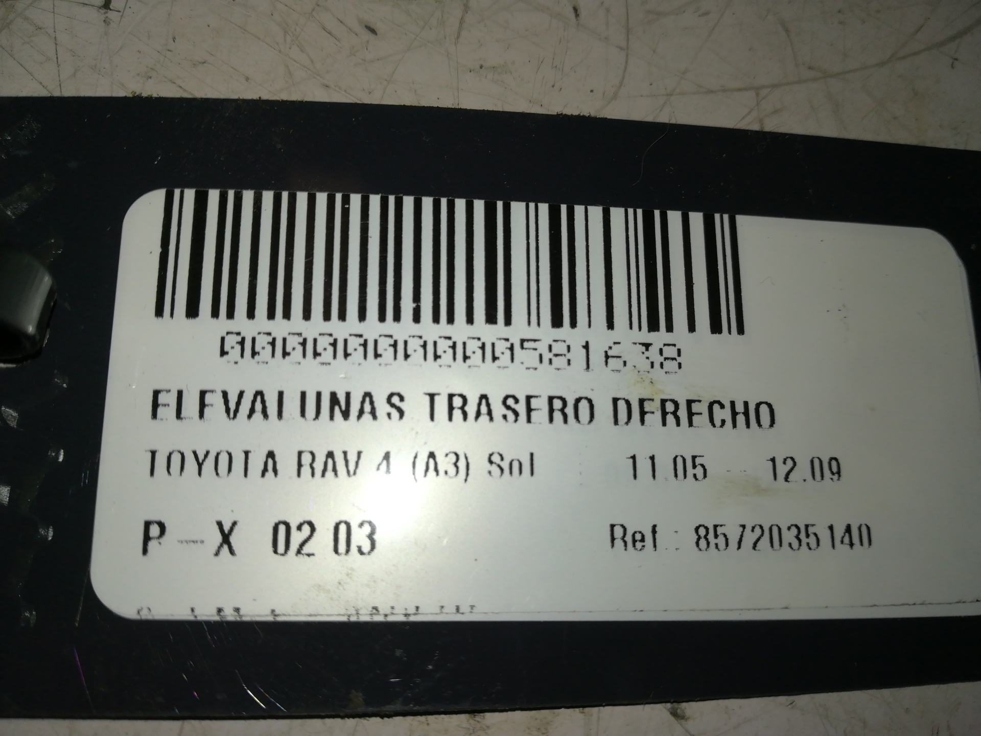 TOYOTA RAV4 2 generation (XA20) (2000-2006) Bakre høyre dør vindusregulator 8572035140, 6PINES 22379729