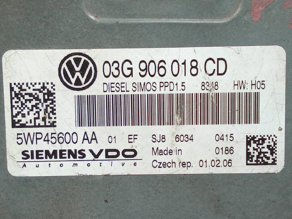 VOLKSWAGEN Passat B5 (1996-2005) Блок управления двигателем 03G906018CD,5WP45600AA 26038901