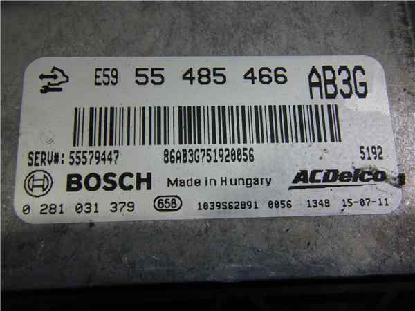 OPEL Astra J (2009-2020) Motorstyrenhet ECU 55485466 25898619