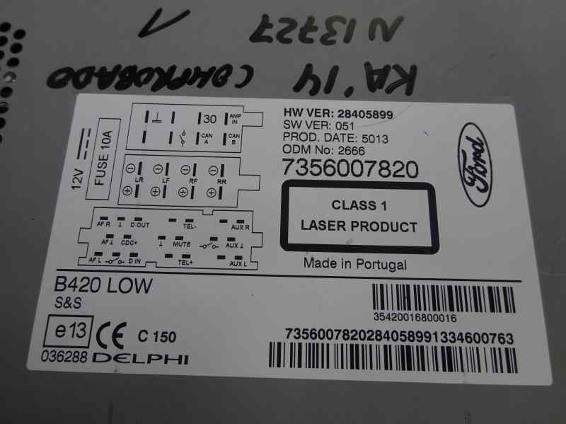 SISTEMA AUDIO RADIO CD FORD KA 1.2 MT 69CV | 51KW