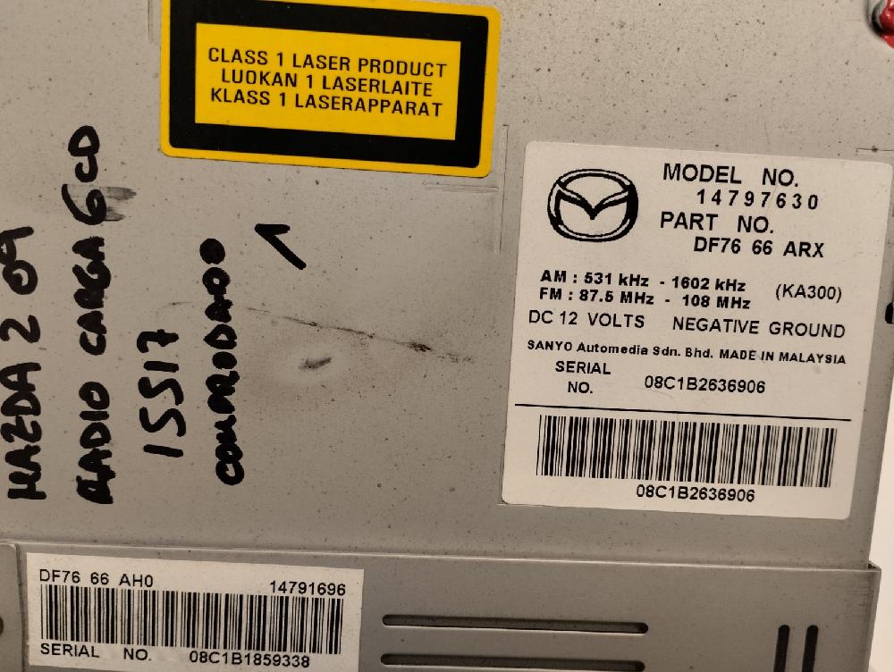 SISTEMA AUDIO RADIO CD MAZDA 2 1.4 MZ-CD MT 68CV | 50KW