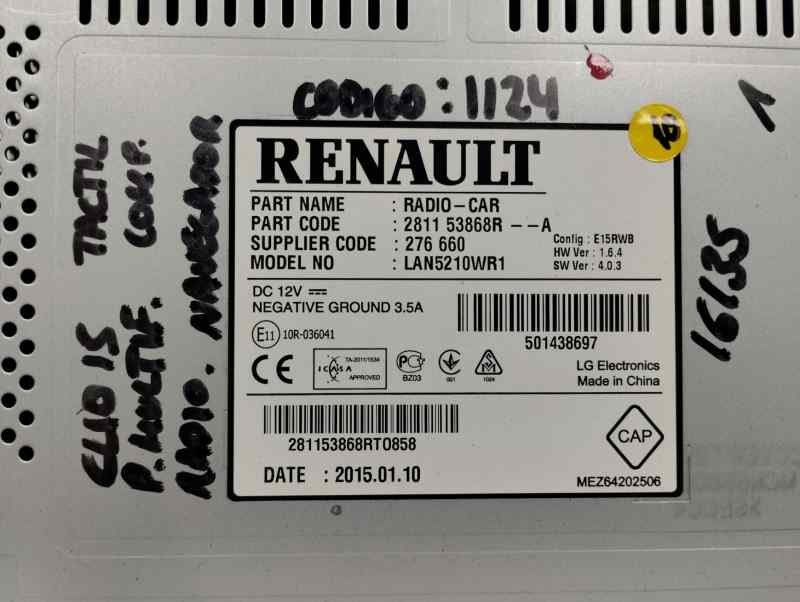 SISTEMA AUDIO RADIO CD RENAULT CLIO 0.9 TSE MT 90CV