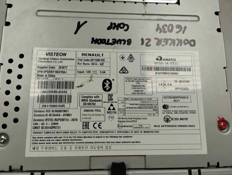 SISTEMA AUDIO RADIO CD DACIA DOKKER 1.5 MT 95CV | 70KW