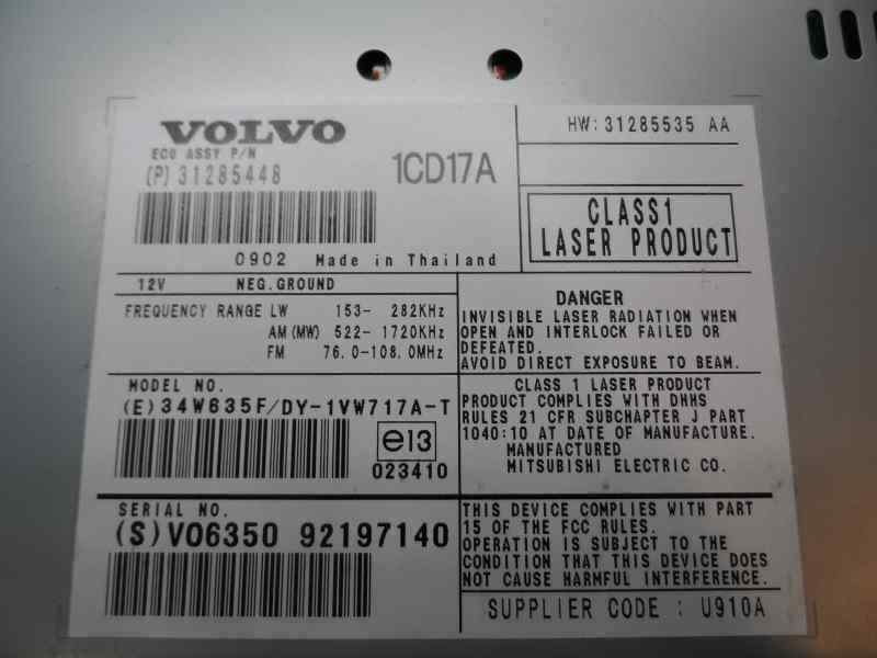 SISTEMA AUDIO RADIO CD VOLVO C30 2.0 D MT 136CV