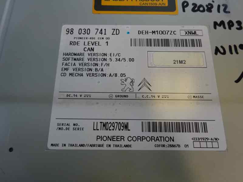 SISTEMA AUDIO RADIO CD PEUGEOT 208 1.4 HDI MT 68CV