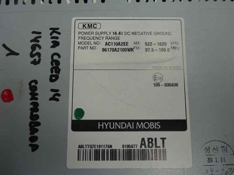 SISTEMA AUDIO RADIO CD KIA CEED 1.6 MT 129CV | 95KW