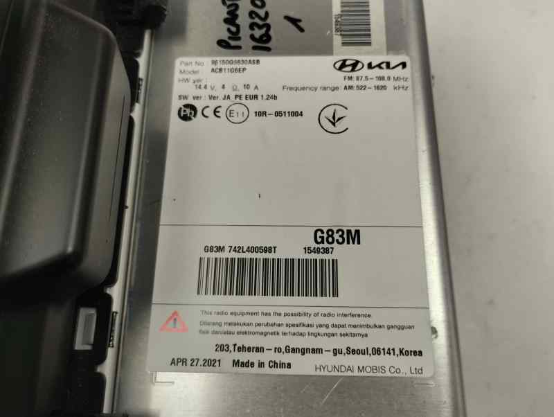 SISTEMA AUDIO RADIO CD KIA PICANTO 1.0 MT 67CV | 49KW