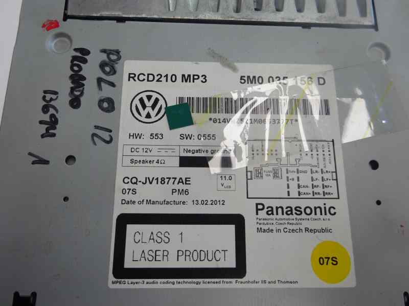 SISTEMA AUDIO RADIO CD VOLKSWAGEN POLO 1.2 TDI MT 75CV