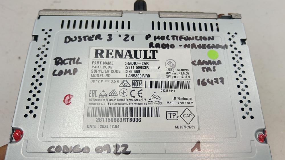 PANTALLA MULTIFUNCION DACIA DUSTER 1.5 MT 115CV | 85KW