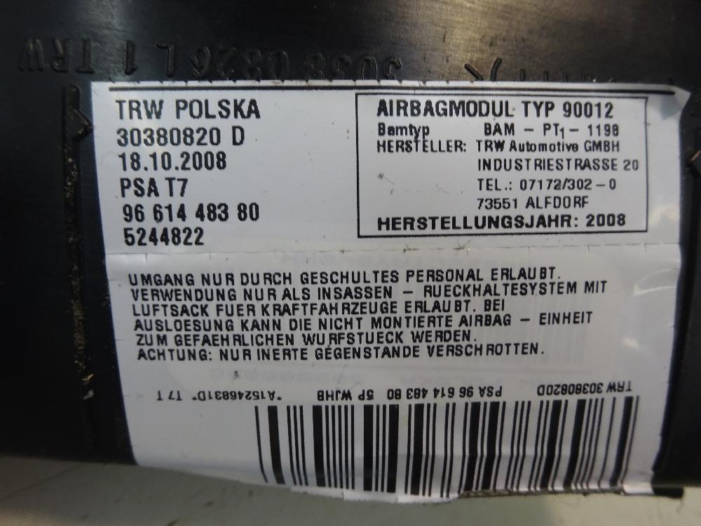 AIRBAG DELANTERO IZQUIERDO PEUGEOT 308 1.6 HDI MT 110CV