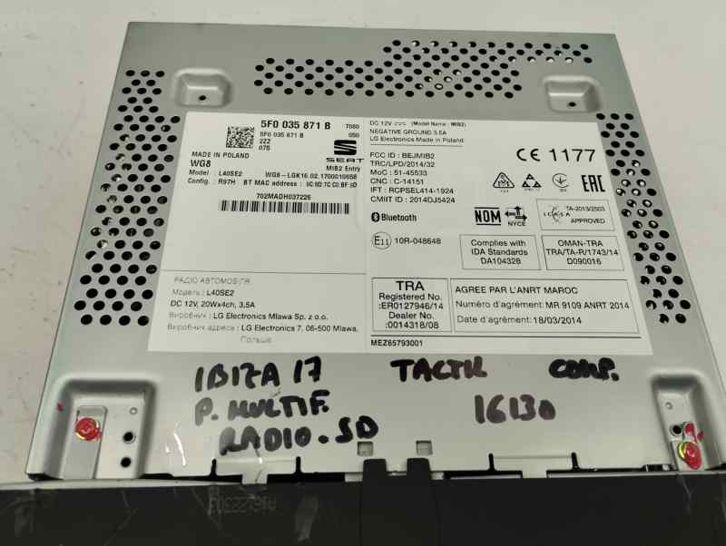 SISTEMA AUDIO RADIO CD SEAT IBIZA 1.2 TSI MT 90CV