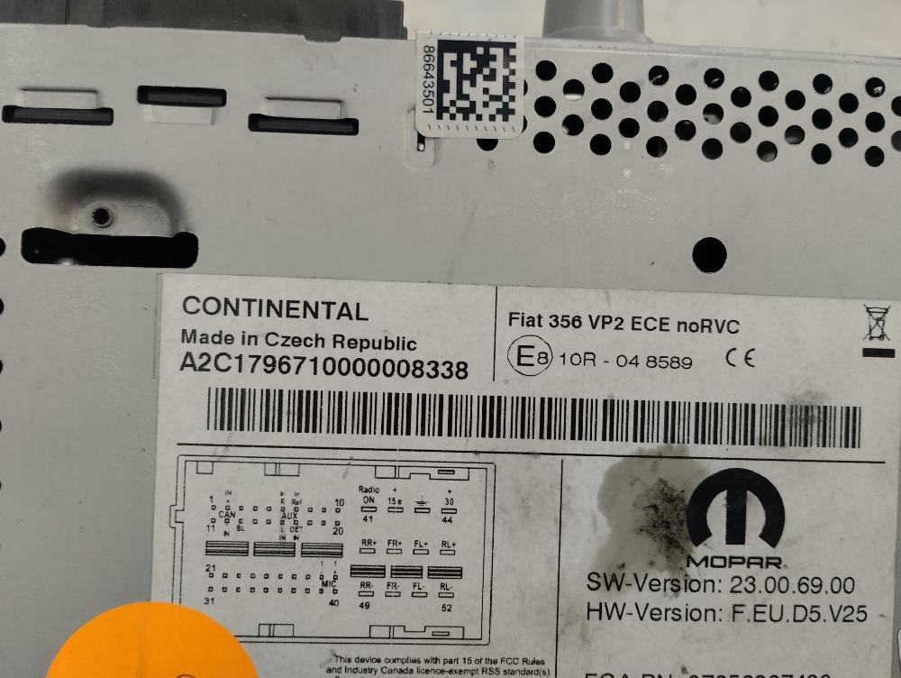 SISTEMA AUDIO RADIO CD FIAT TIPO 2019 1.3 95CV DIESEL