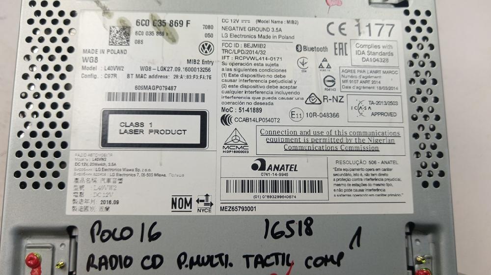 PANTALLA MULTIFUNCION VOLKSWAGEN POLO 1.4 MT 75CV | 55KW
