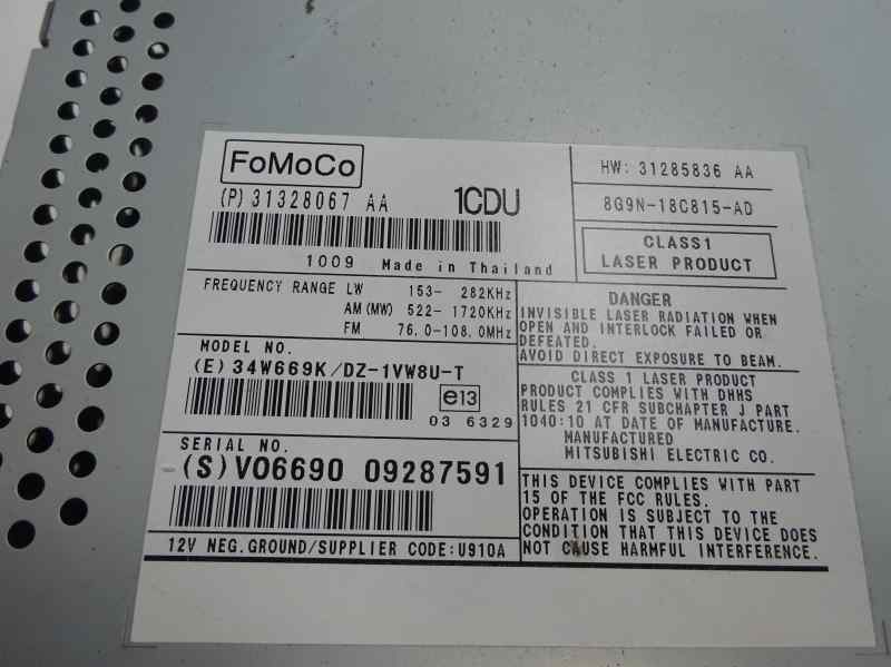 SISTEMA AUDIO RADIO CD VOLVO XC60 2.4 D5 MT AWD 205CV