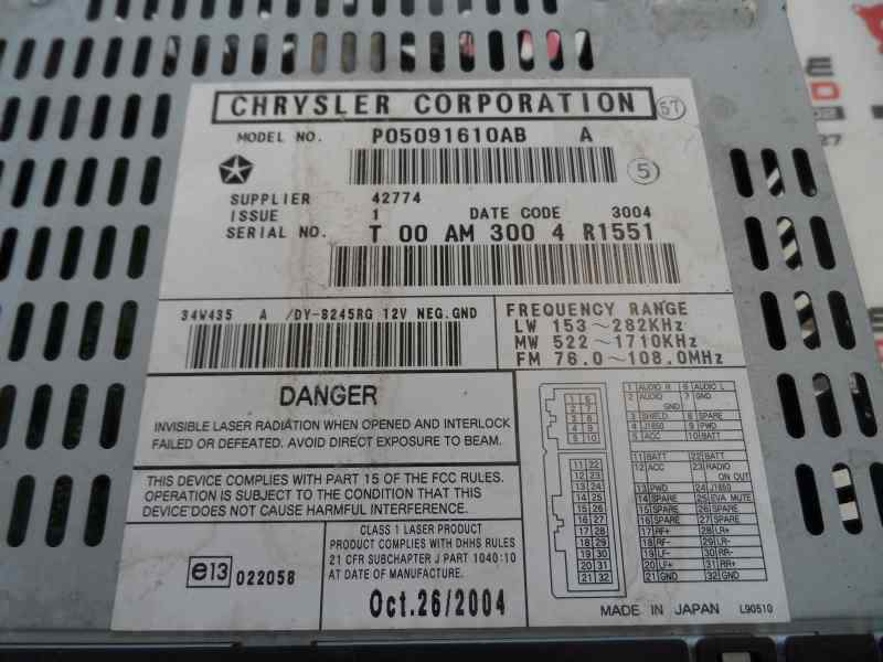 SISTEMA AUDIO RADIO CD JEEP CHEROKEE 2.8 MT AWD 163CV | 120KW