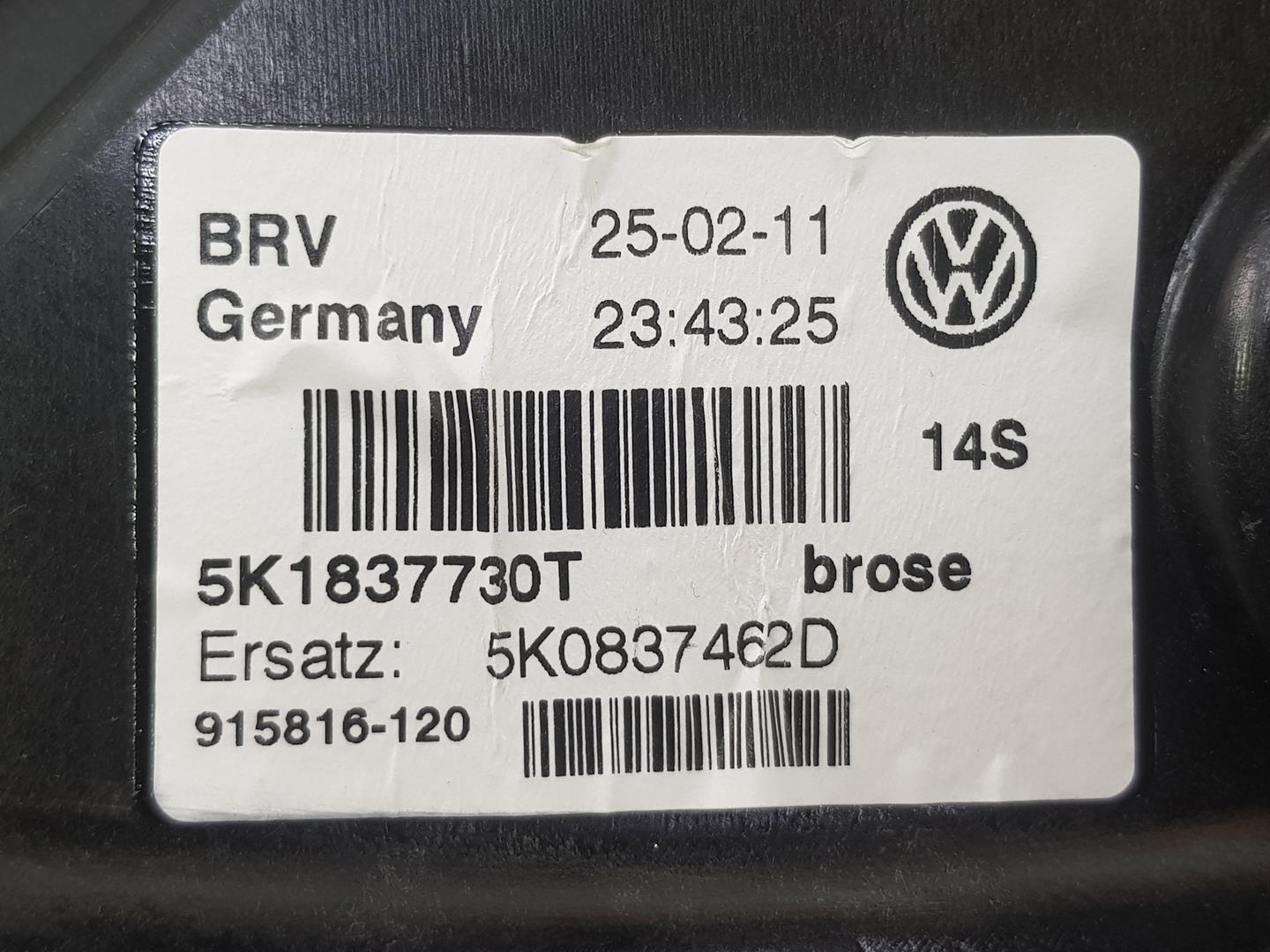 VOLKSWAGEN Golf 5 generation (2003-2009) Front Right Door Window Regulator 5K0837462B, 5K0837462B 19729297