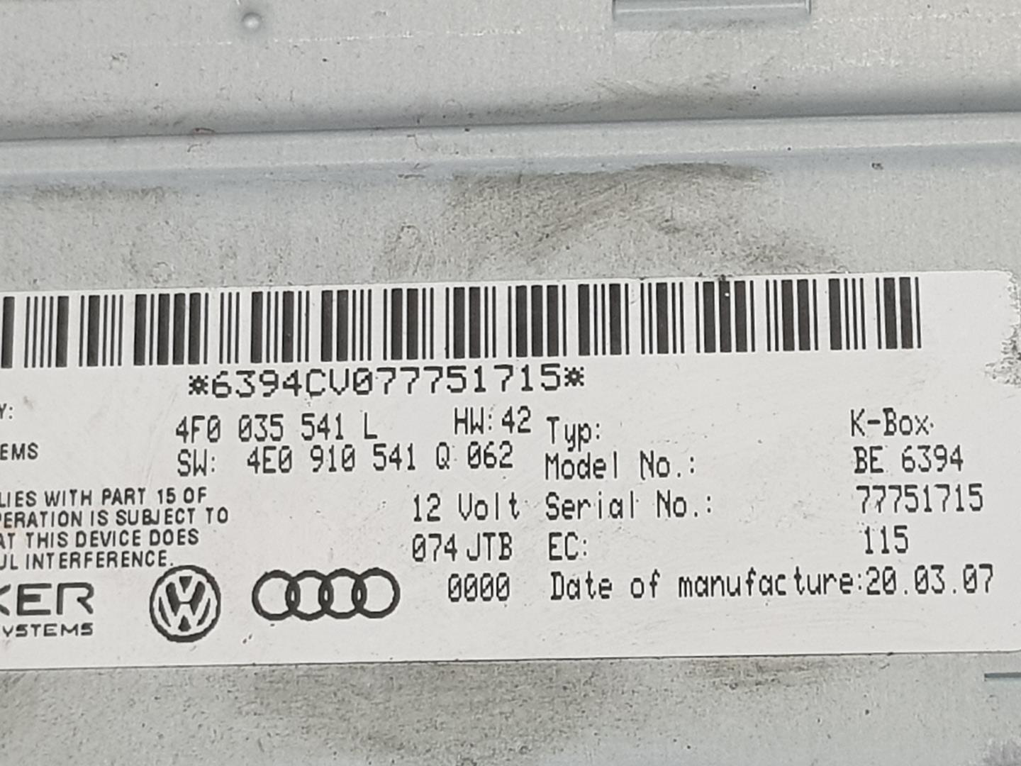 AUDI A6 C6/4F (2004-2011) Alte unități de control 4F0035541L, 4F0035541L 24219838