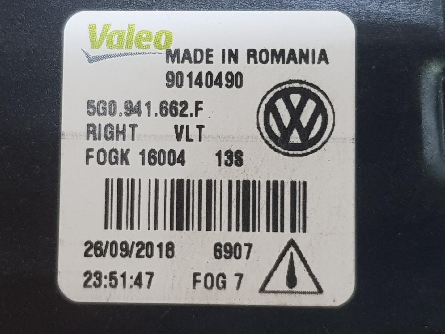 VOLKSWAGEN Golf 7 generation (2012-2024) Противотуманка бампера передняя правая 5G0941662F,5G0941662F 19861743