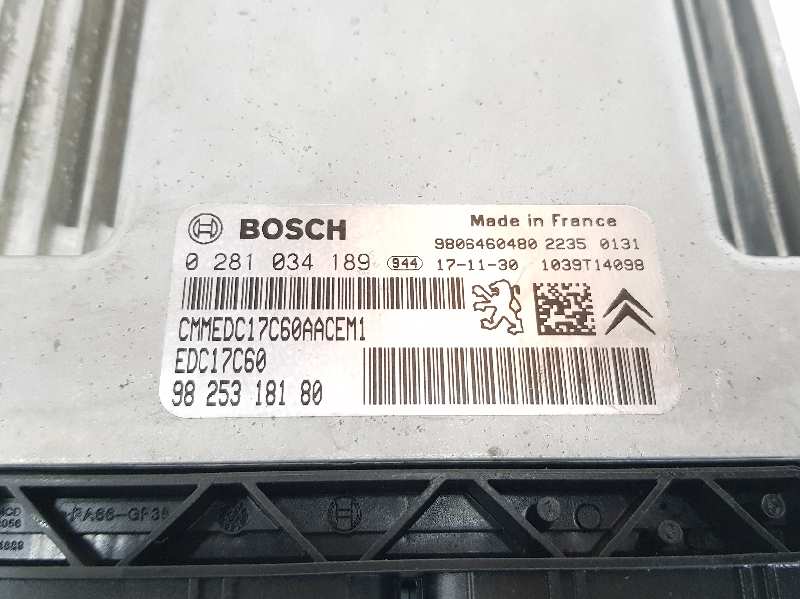 PEUGEOT Expert 3 generation (2017-2023) Motorstyrenhet ECU 9825318180, 0281034189, CMMEDC17C60AACEM1 19709258